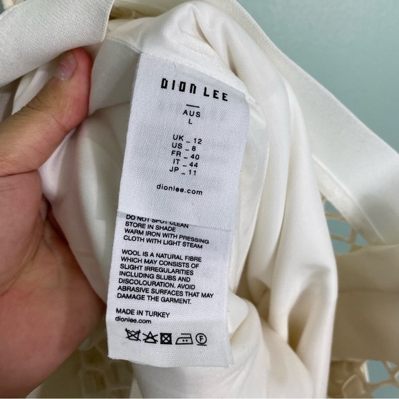 Dion Lee Fishnet Pants Cream Panel Straight‎ Leg Trousers Sz 8 - Picture 12 of 16